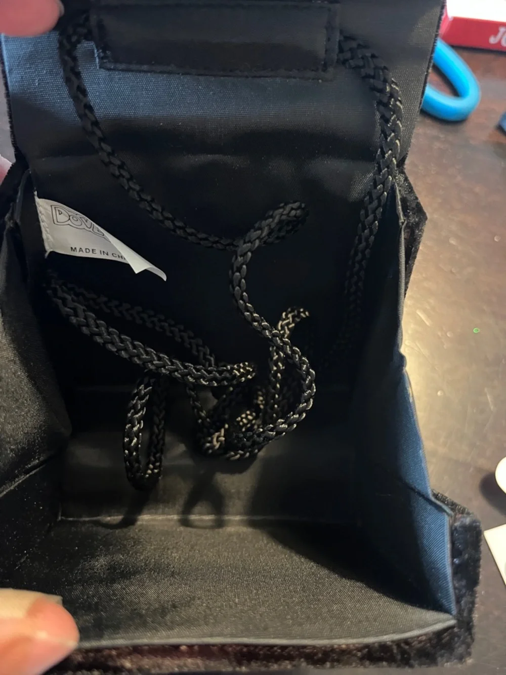 Little Kids Black Velvet Purse with Pearl Handle